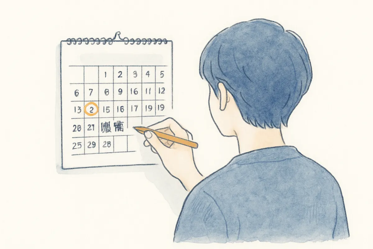 いつまでに何を決めるかを整理する場面