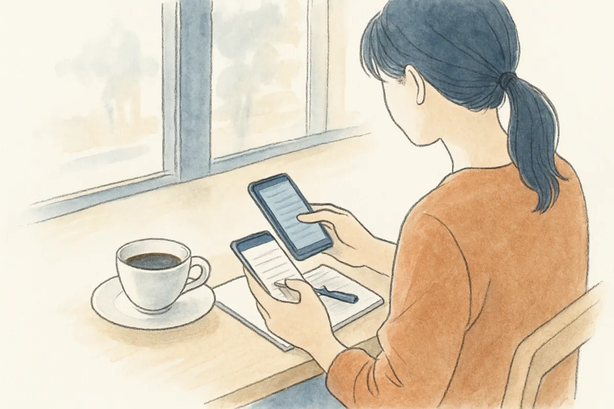 相談前に伝える内容を整理する様子