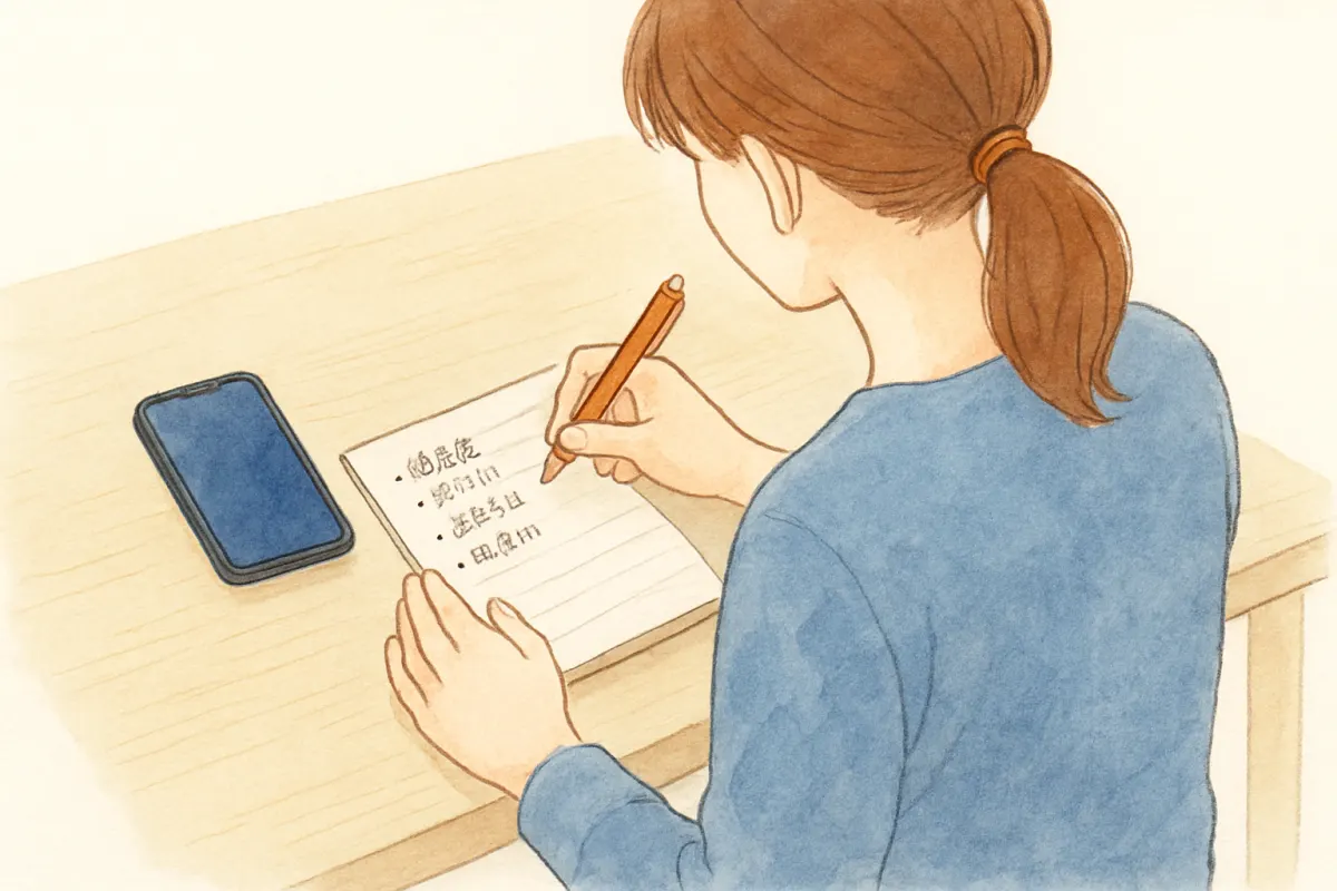 安否確認の相談先を書き出して整理する様子