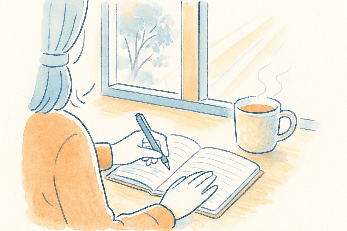 気持ちと事実を分けてノートに書き出す手元
