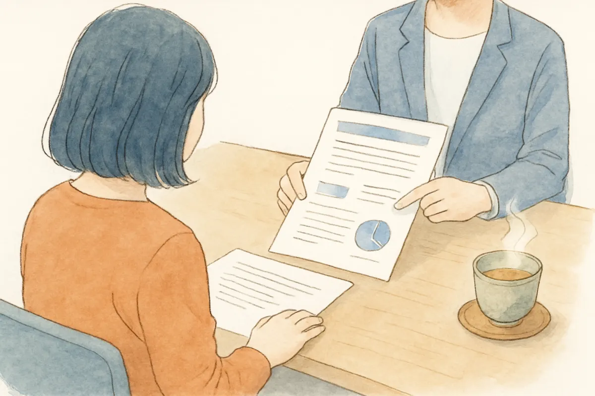 探偵事務所の無料相談で調査の説明を聞く様子