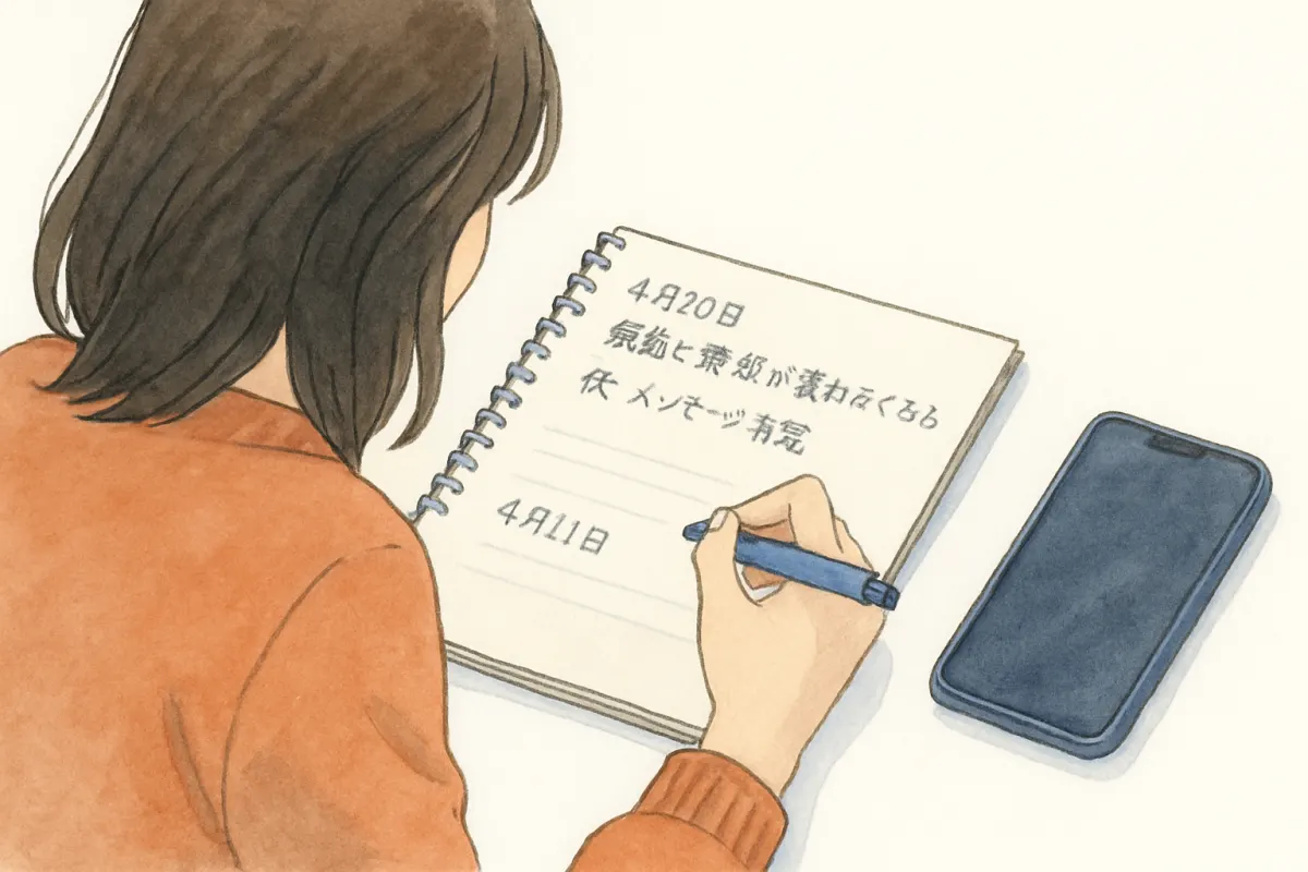 連絡が途絶えた前後の状況を書き出して整理する様子