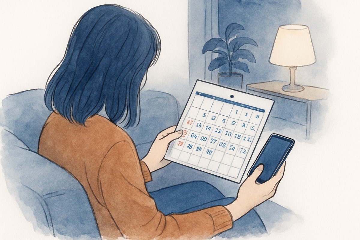 夫の行動が変わった時期を思い返す様子