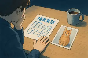 夜の机で電卓と捜索の見積書を前に考え込む人の手元
