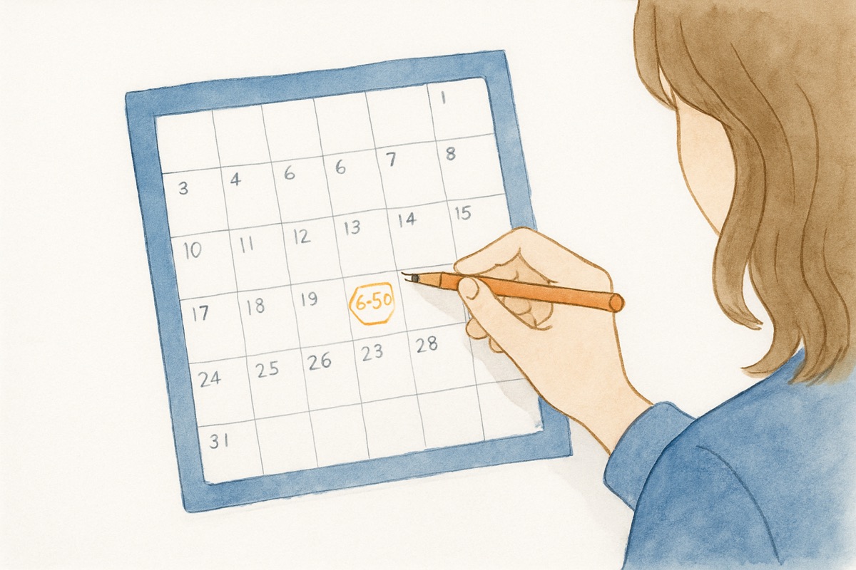 調査日を絞るために行動パターンを記録する様子