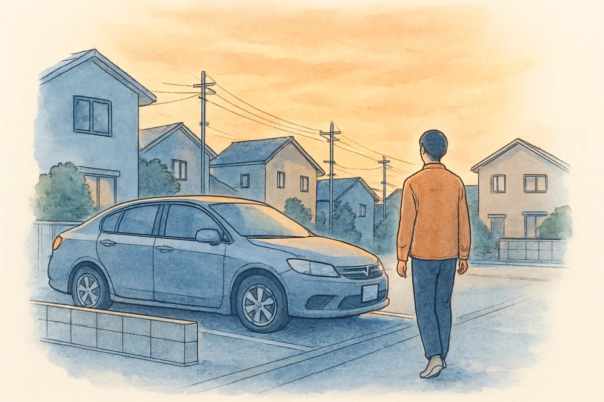 車移動が中心になる千葉の住宅街の夕景