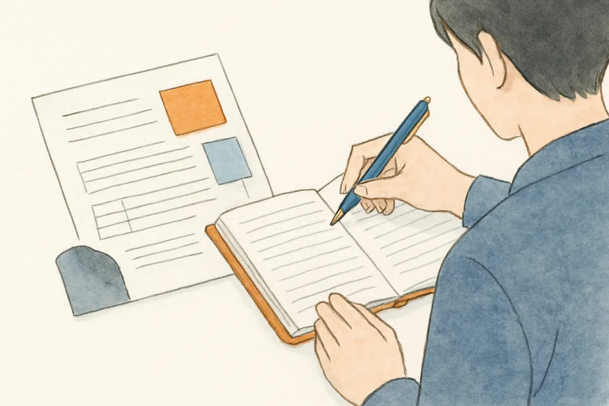 確かな一次情報にたどり着くために書き留める手元