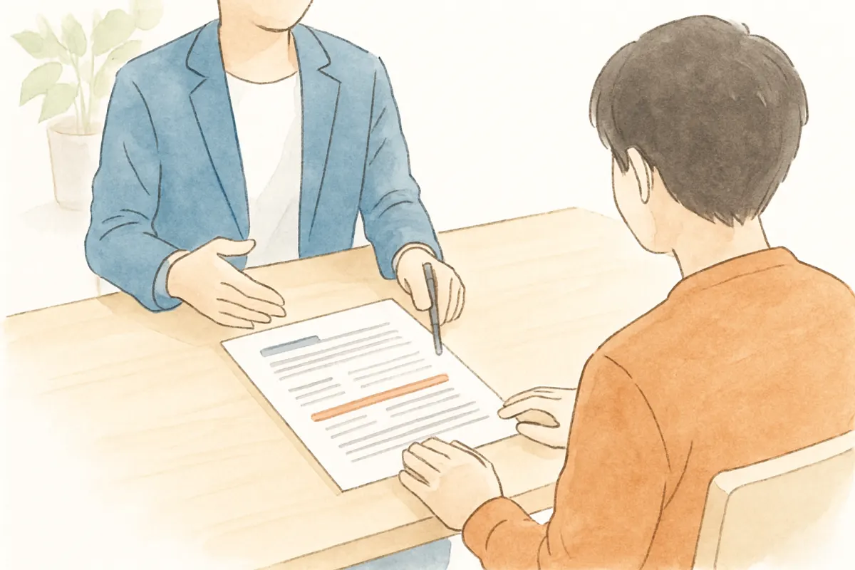 契約前に重要事項の説明を受ける様子