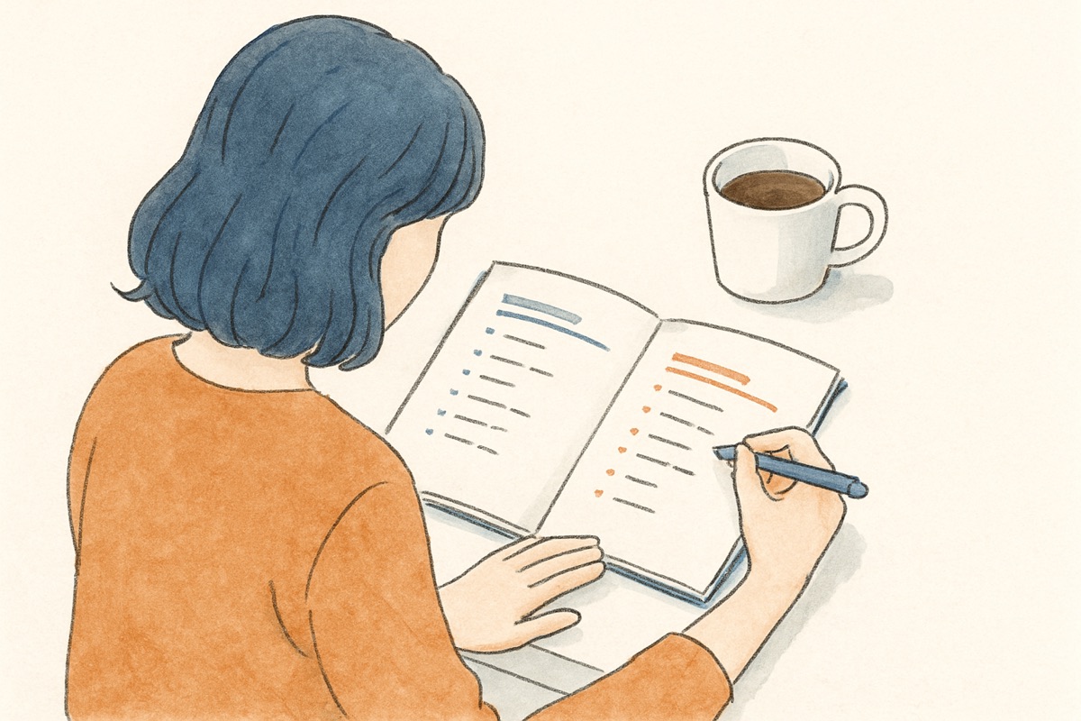 慰謝料の増額事情と減額事情を書き出して整理する様子