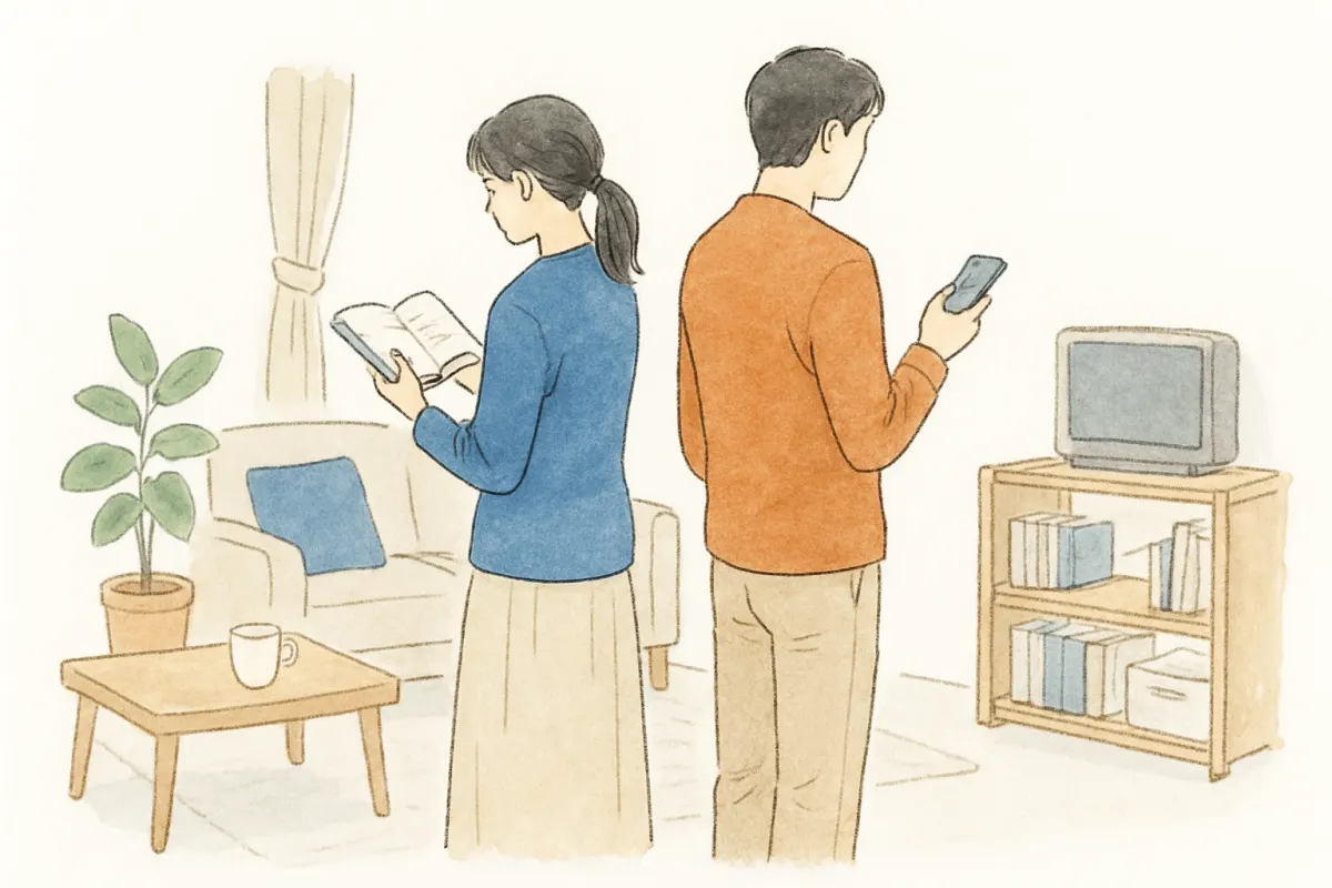 浮気を認めない夫との平行線の会話のイメージ