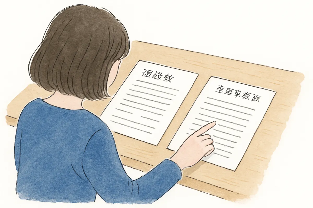 契約前に探偵社の書面を確認する様子