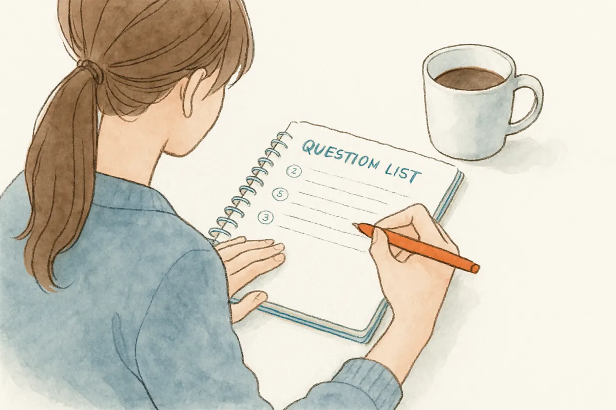 無料相談で聞くことをノートに書き出して準備する様子