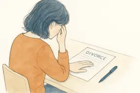 書類を前に離婚を決意した表情で考え込む女性の手元