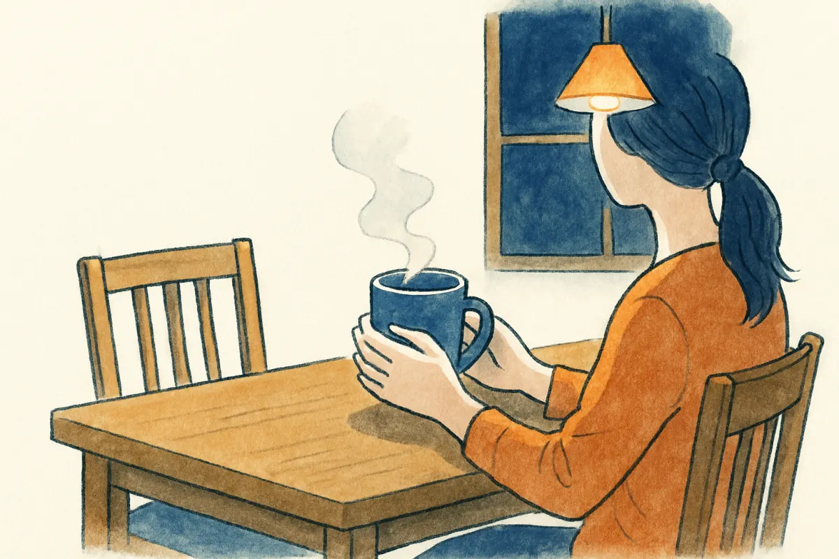 迷いを抱えて夜に考え込むイメージ