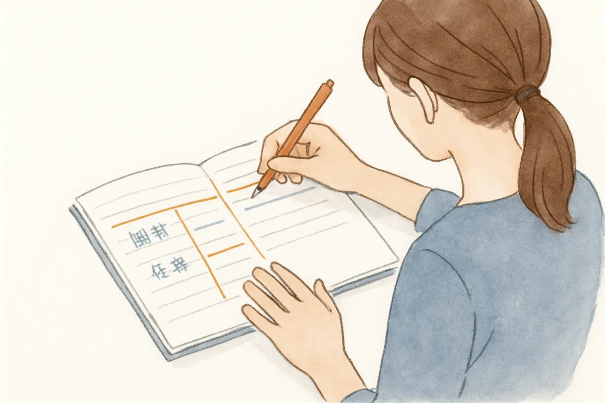 やることを書き出して整理する手元