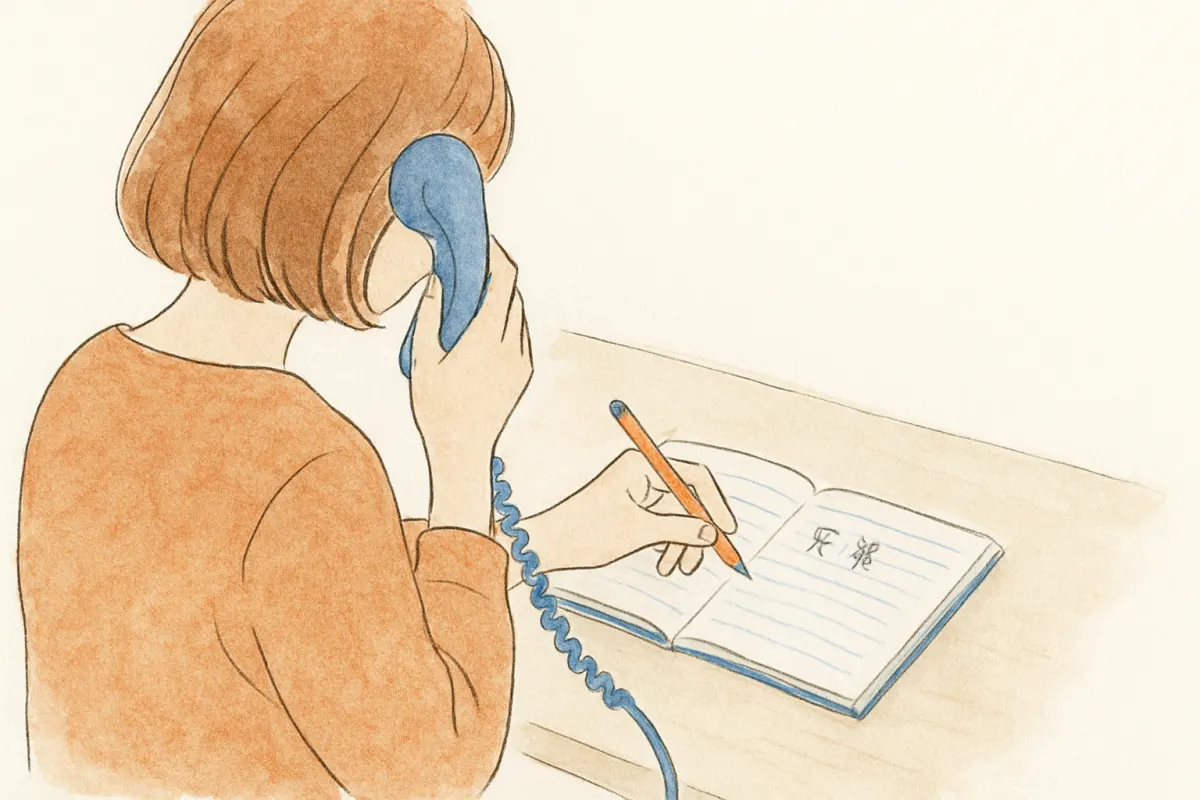 手がかりを整理して探偵の無料相談に電話する様子