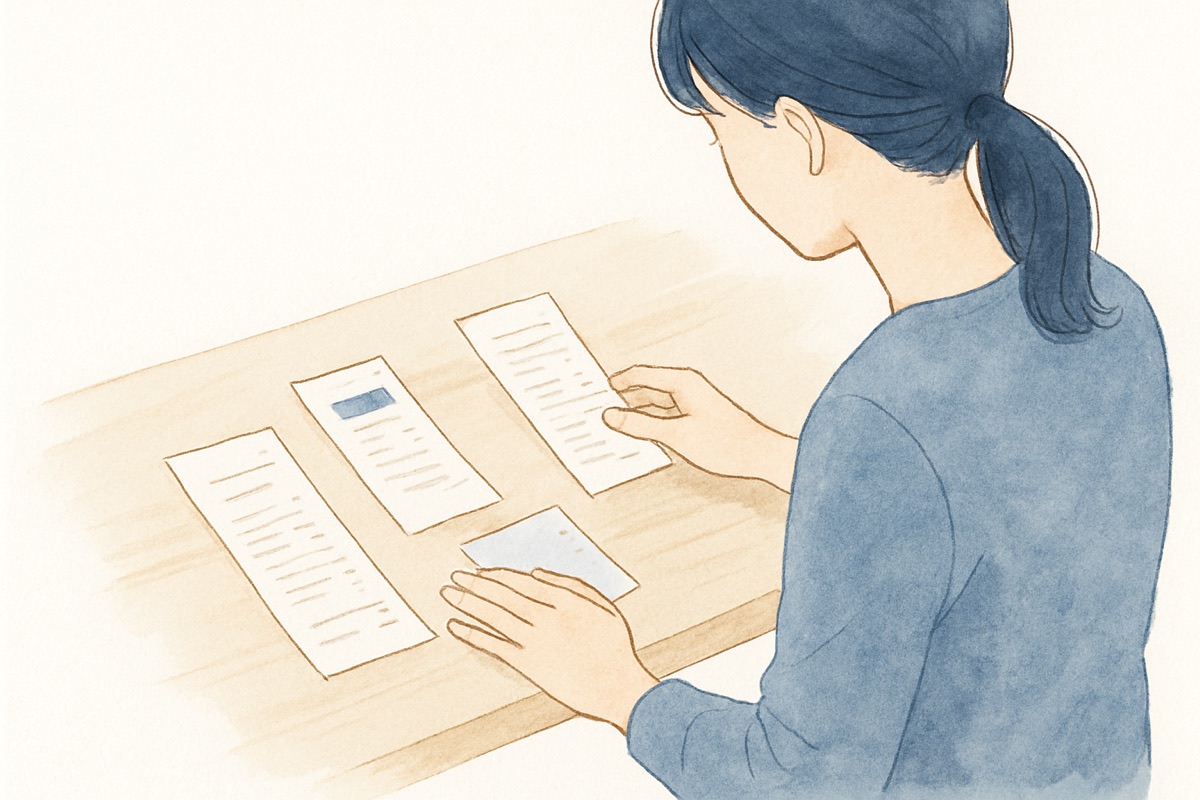 手元に集めた証拠を前に思案する様子