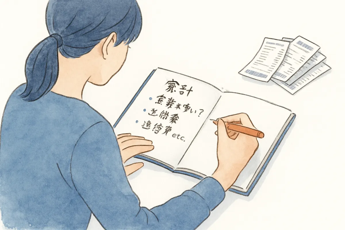 婚約者の金遣いの違和感をノートに記録する様子