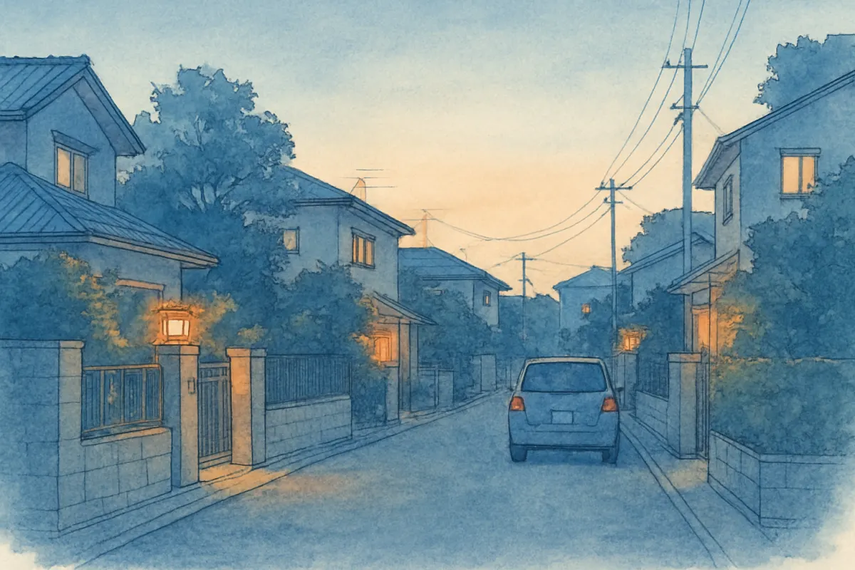 夕方の福岡市郊外の静かな住宅街