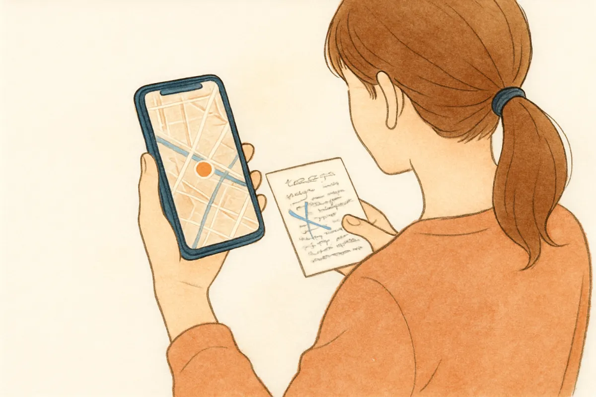 広島の調査エリアと費用の関係を確認する様子