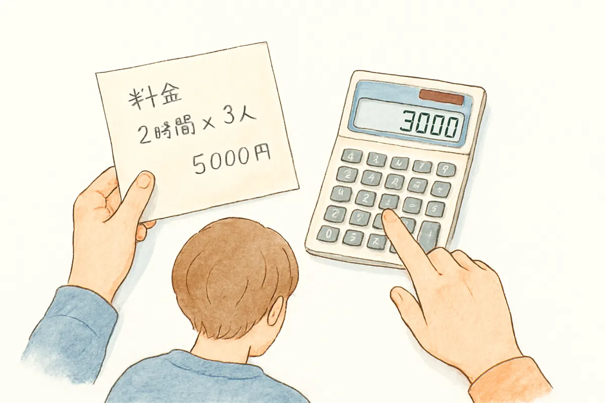 浮気調査費用の料金の仕組みを計算する手元