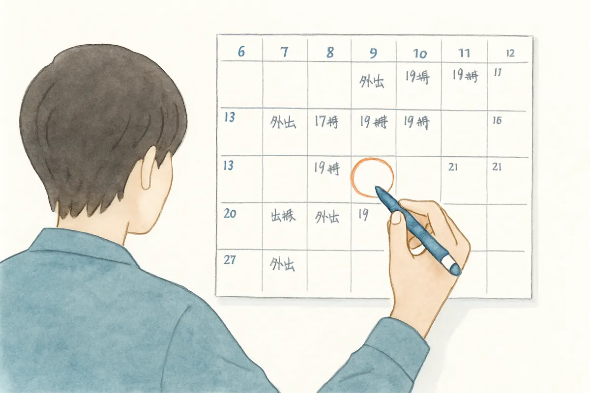調査日数を減らすために行動を記録する手元