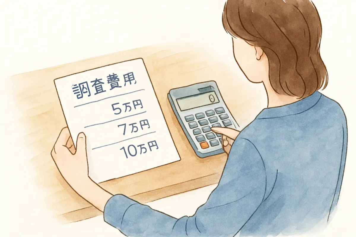 素行調査の費用相場を確認する手元