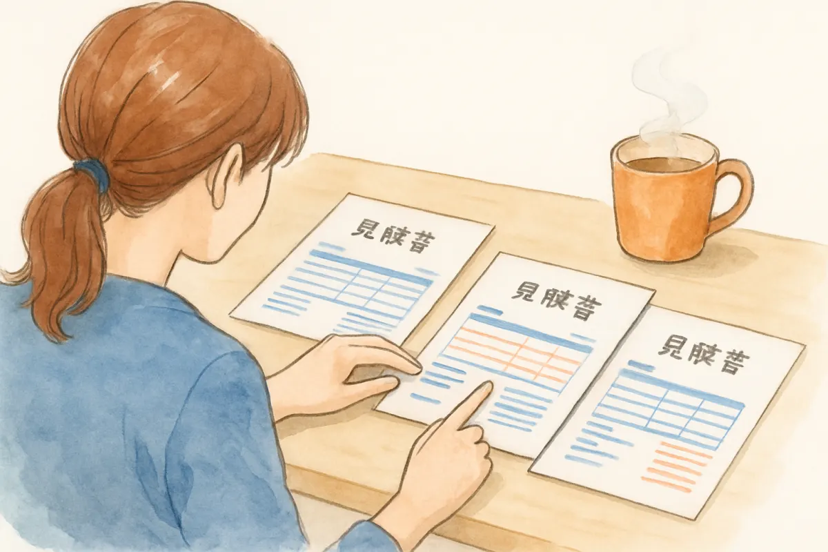 複数の探偵社の見積もりを比較する様子