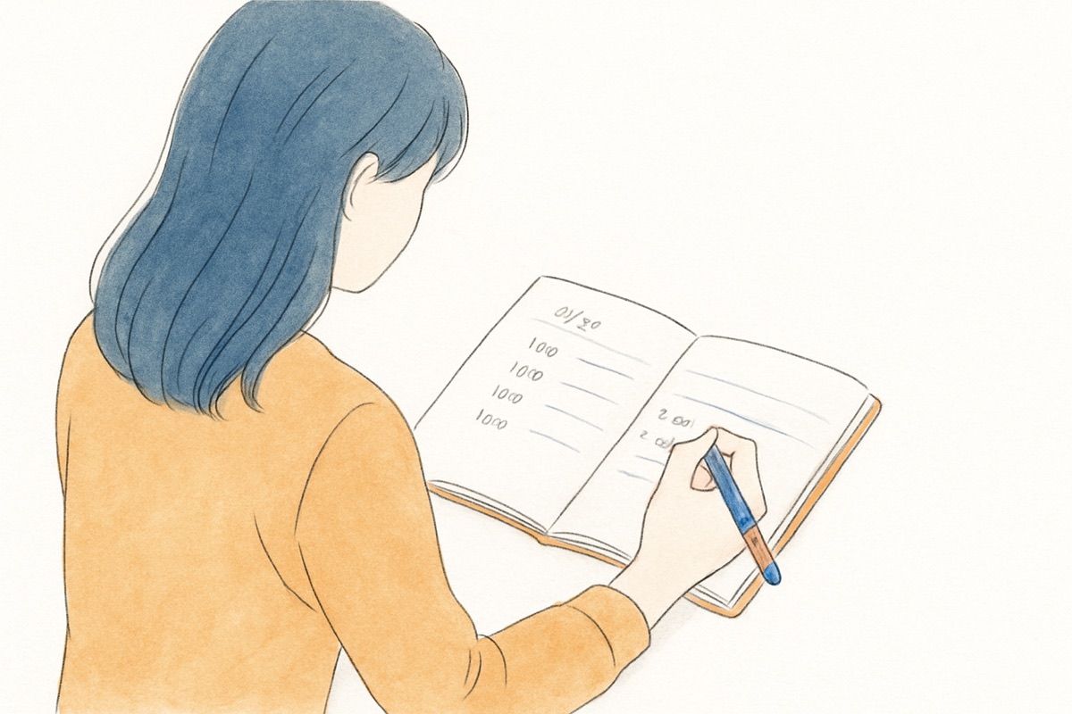 依頼前に行動メモを準備する様子