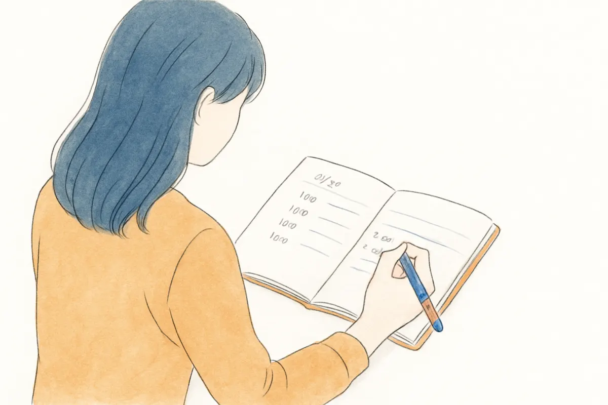 依頼前に行動メモを準備する様子
