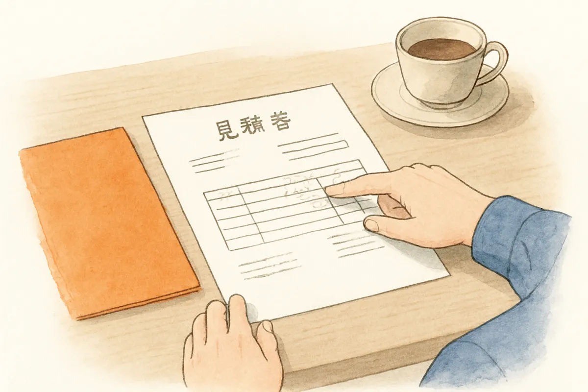 契約前に報告書の条件を確認する様子