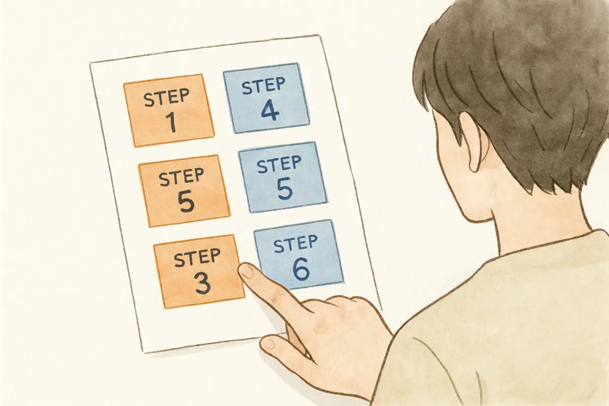 依頼の6ステップを確認する場面