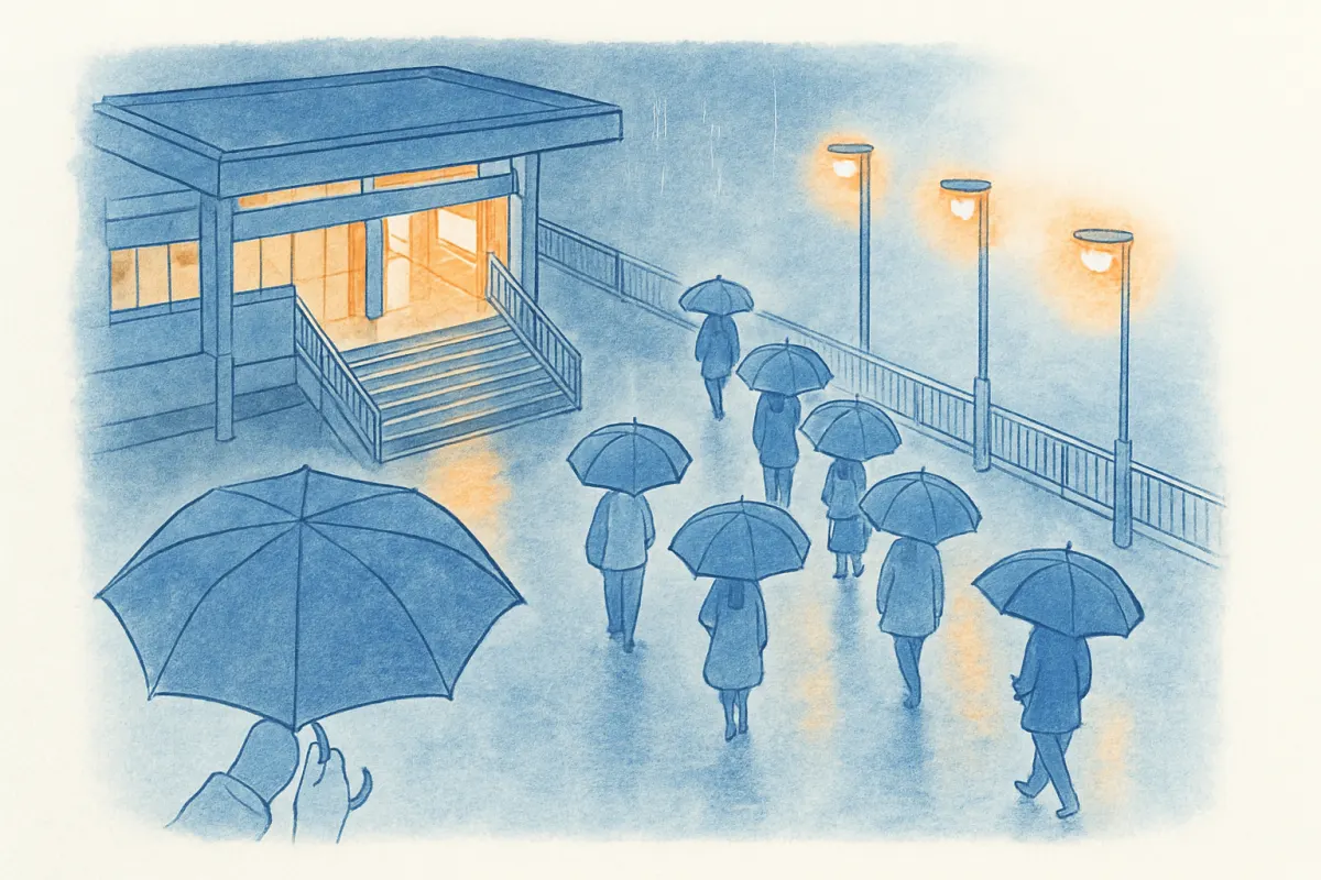夜の柏駅前デッキの人通り