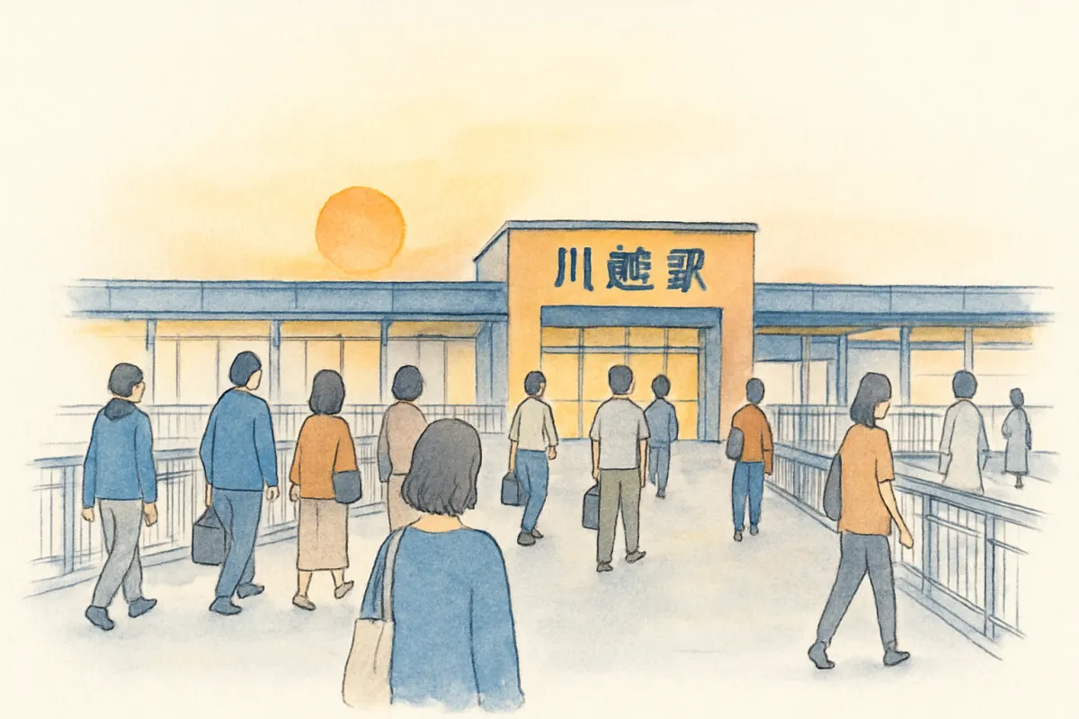 夕方の川越駅前の人通り