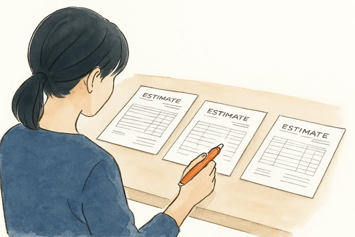 複数の探偵社の見積もりを比較する様子