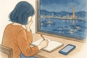 電車の高架と人通りのある神戸の駅前の夕暮れ