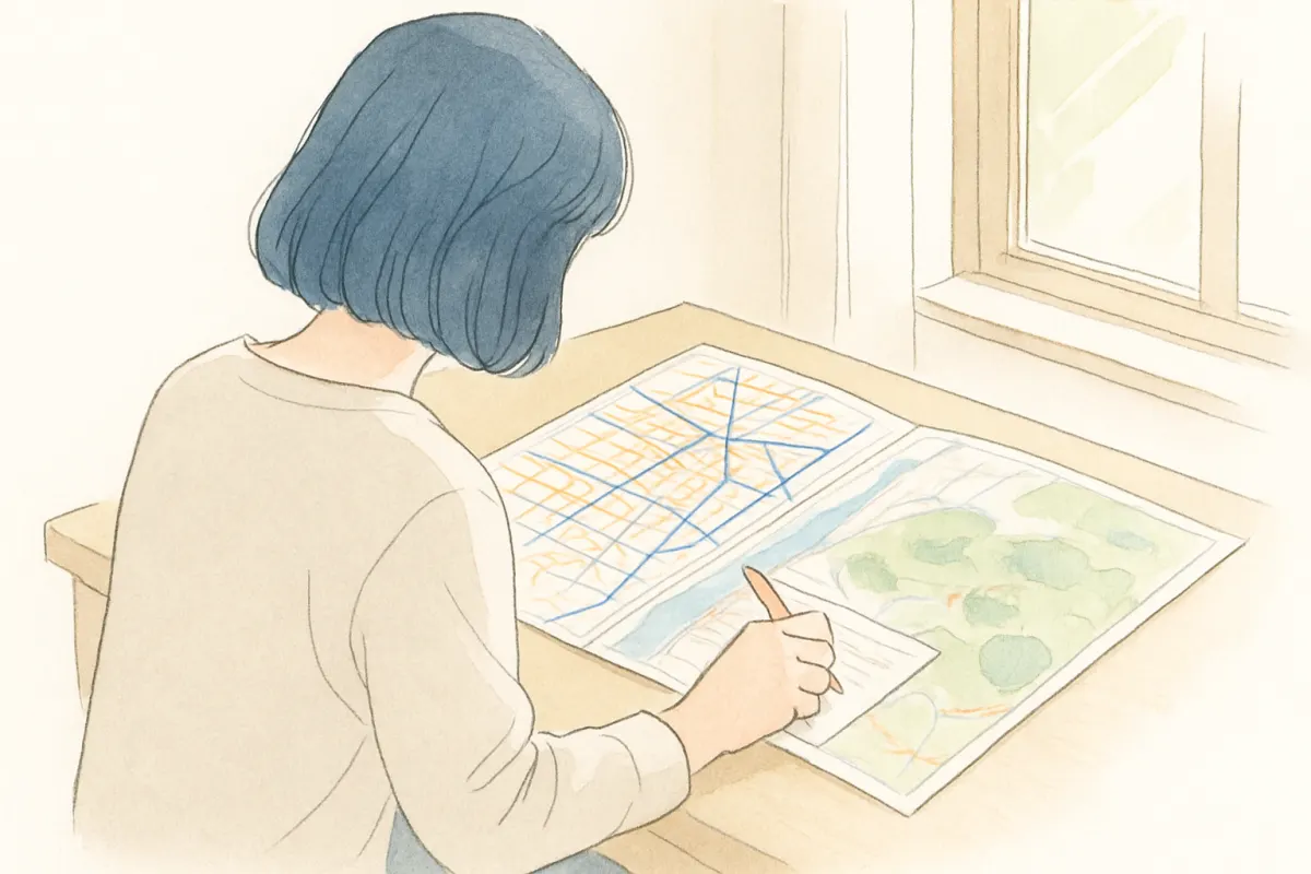熊本の調査エリアと費用の関係を地図で確認する様子