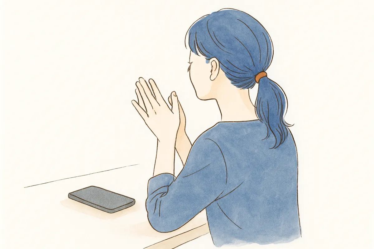 SNSに書き込む前に手を止めて冷静になる様子
