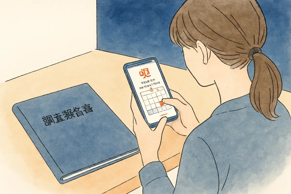 調査報告書を手に弁護士相談の予約を検討する様子
