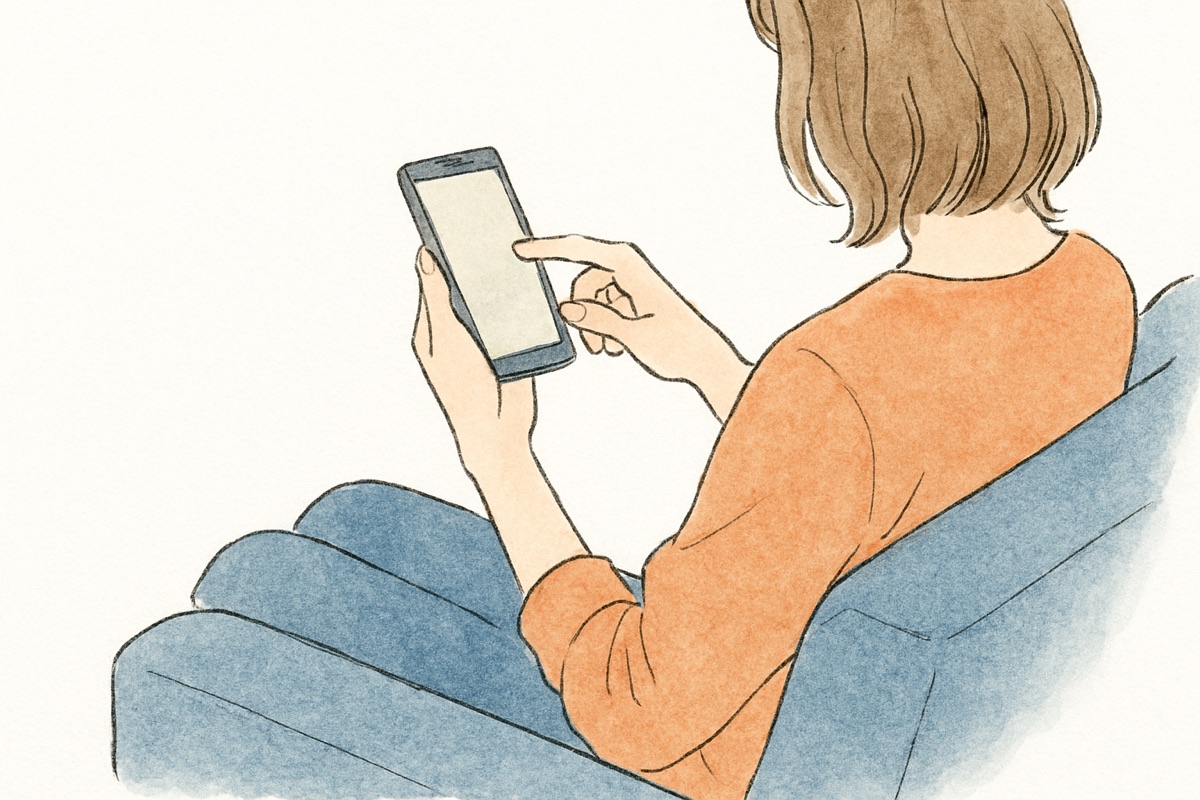 スマホを確かめたい気持ちと法的リスクの間で迷う女性の手元