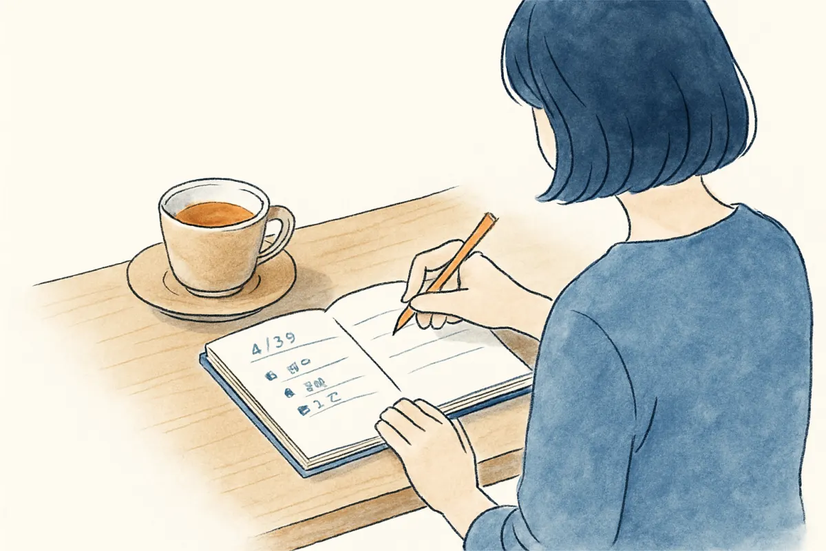 行動の変化をノートに記録する様子