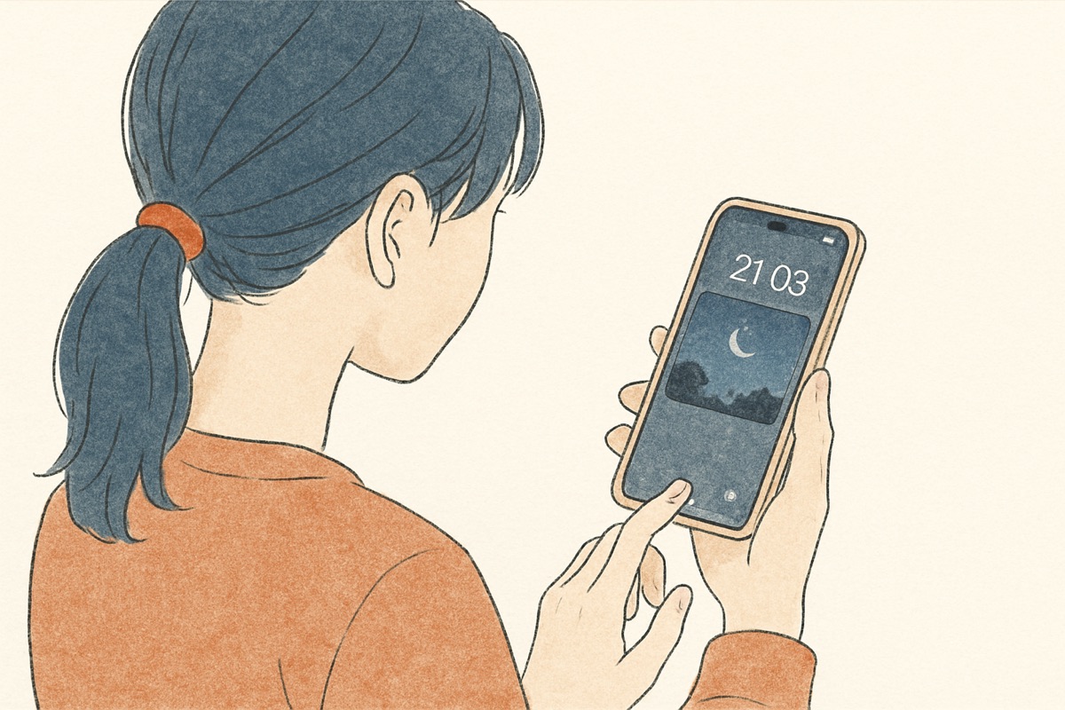 ロック画面のウィジェットを表示したスマホ
