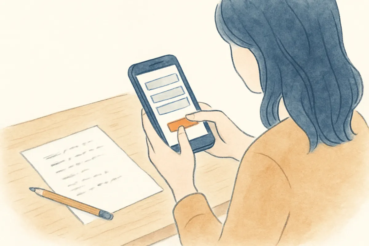オンライン診断フォームに入力する様子
