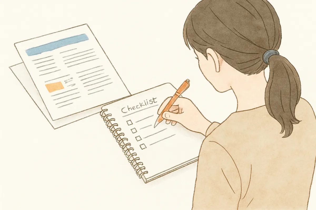 婚前調査の相談で確認したい項目を書き出す様子