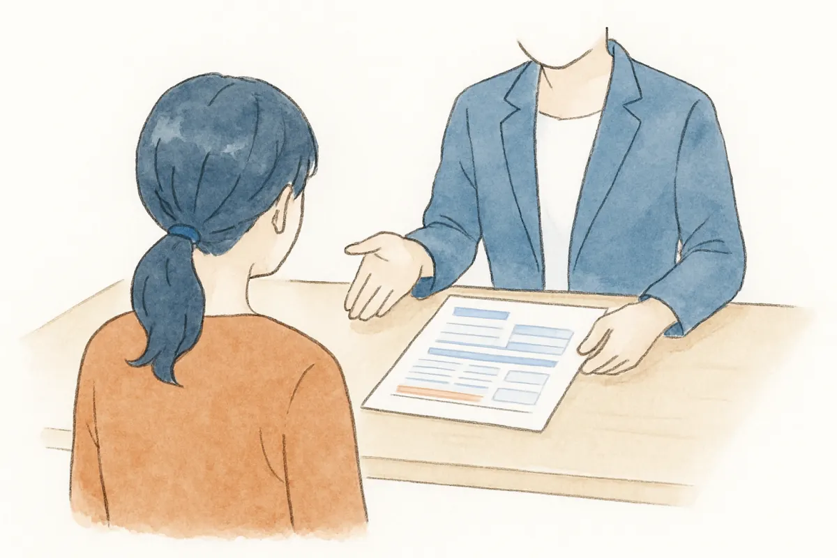 興信所の無料相談で調査範囲の説明を受ける様子