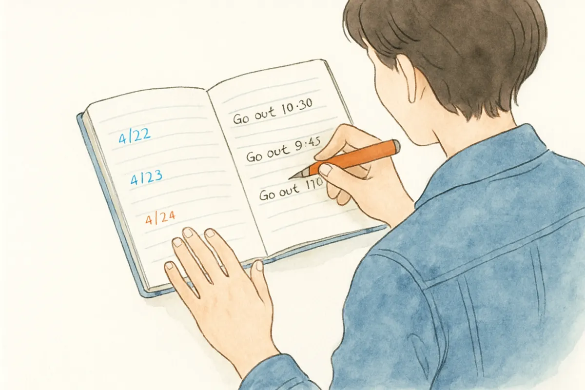 行動の事実を日付つきで記録するノート