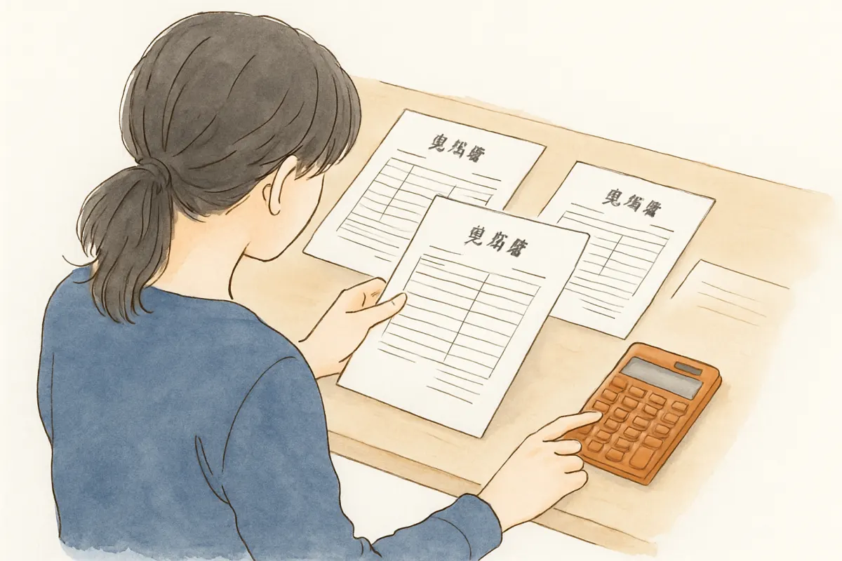 身元調査の費用の見積もりを比較する様子