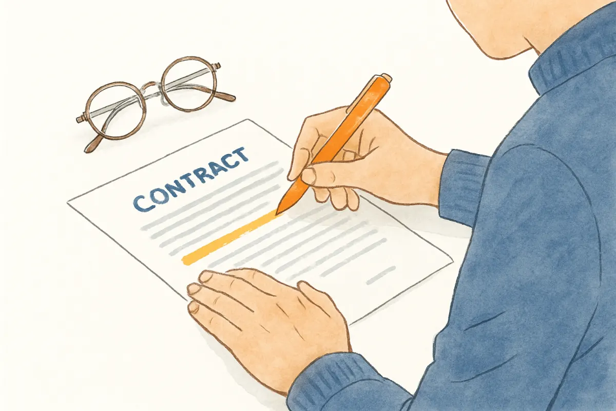 契約前に調査の契約書面を確認する様子