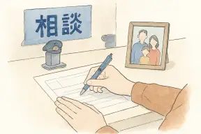 警察署の受付窓口で書類に記入する人の手元