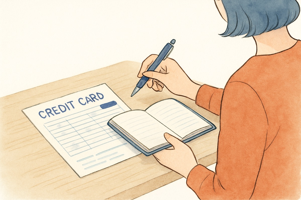 明細と日付を照らし合わせて記録する様子